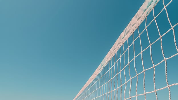 Beach Volleyball Net on Sandy Beach photo