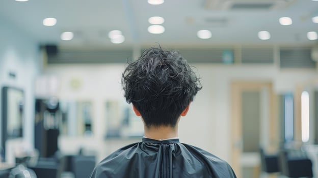 Woman Getting Hair Styled at Salon photo