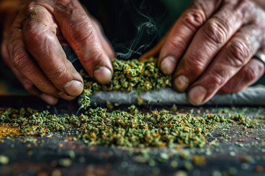 Hands rolling cannabis photo