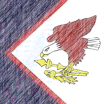 American Samoa flag pencil painting picture. American Samoa emblem shaded drawing canvas. photo
