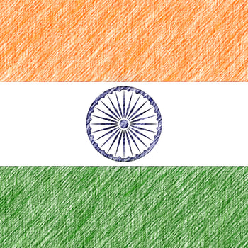 India flag pencil painting picture. Indian emblem shaded drawing canvas. photo