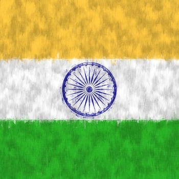 India oil painting. Indian emblem drawing canvas. A painted picture of a country's flag. photo