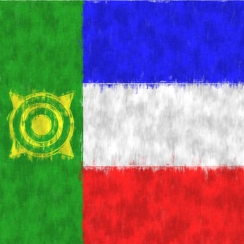 Khakassia oil painting. Khakassky emblem drawing canvas. A painted picture of a country's flag. photo
