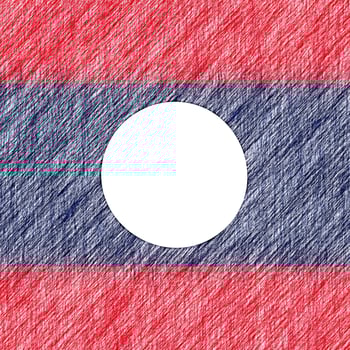 Laos flag pencil painting picture. Laotian emblem shaded drawing canvas. photo