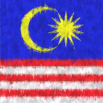 Malaysia oil painting. Malaysian emblem drawing canvas. A painted picture of a country's flag. photo
