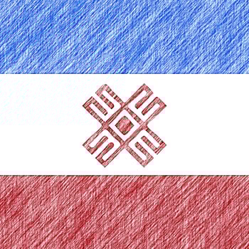 Mari-El flag pencil painting picture. Mari-Elsky emblem shaded drawing canvas. photo
