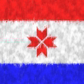 Mordovia oil painting. Mordovian emblem drawing canvas. A painted picture of a country's flag. photo