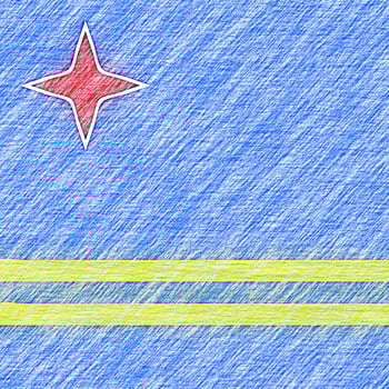 Aruba flag pencil painting picture. Aruba emblem shaded drawing canvas. photo