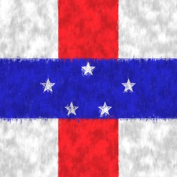Netherlands Antilles oil painting. Netherlands Antilles emblem drawing canvas. A painted picture of a country's flag. photo