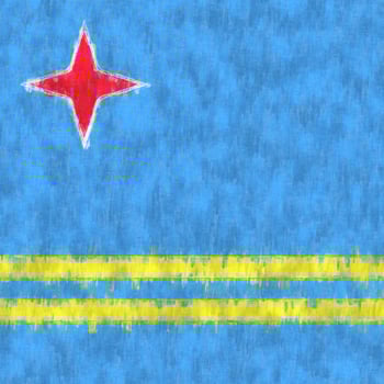Aruba oil painting. Aruba emblem drawing canvas. A painted picture of a country's flag. photo