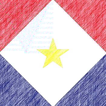 Saba flag pencil painting picture. Saba emblem shaded drawing canvas. photo