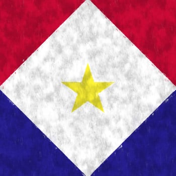 Saba oil painting. Saba emblem drawing canvas. A painted picture of a country's flag. photo