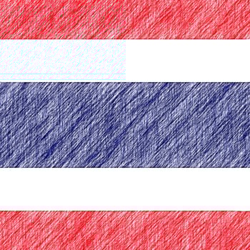 Thailand flag pencil painting picture. Thai emblem shaded drawing canvas. photo