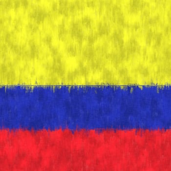 Colombia oil painting. Colombia emblem drawing canvas. A painted picture of a country's flag. photo