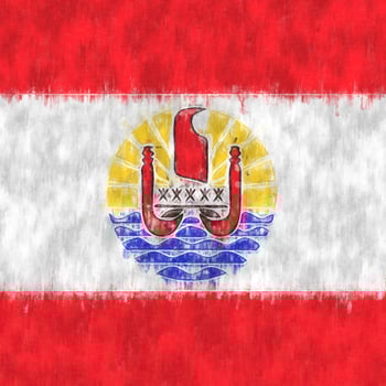 French Polynesia oil painting. French Polynesia emblem drawing canvas. A painted picture of a country's flag. photo