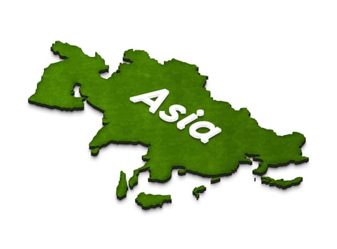 Map of Asia. 3D isometric illustration. photo