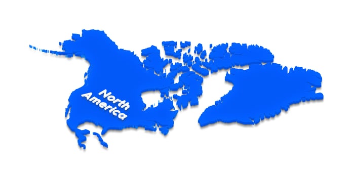 Map of North America. 3D isometric illustration. photo