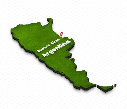 Map of Argentina. 3D isometric perspective illustration. photo