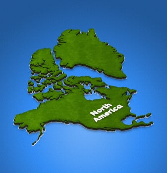 Map of North America. 3D isometric illustration. photo