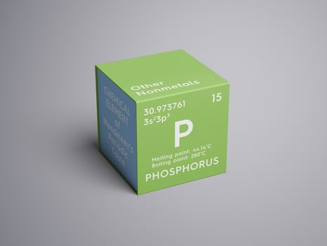 Phosphorus. Other Nonmetals. Chemical Element of Mendeleev's Periodic Table 3D illustration. photo