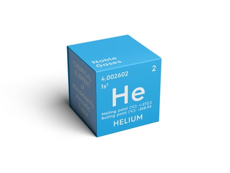 Helium. Noble gases. Chemical Element of Mendeleev's Periodic Table. 3D illustration. photo