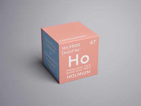 Holmium. Lanthanoids. Chemical Element of Mendeleev's Periodic Table. 3D illustration. photo