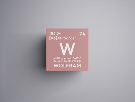 Wolfram. Transition metals. Chemical Element of Mendeleev's Periodic Table. 3D illustration. photo