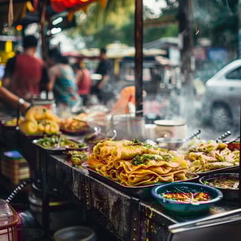 Gourmet street food, quick and tasty, introduces elegance to the bustling streets photo
