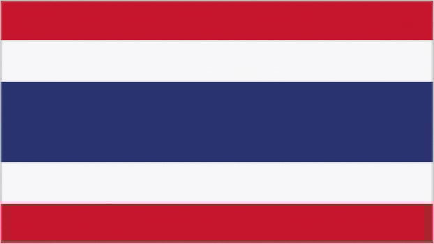 Thailand embroidery flag. Thai emblem stitched fabric. Embroidered coat of arms. Country symbol textile background. photo