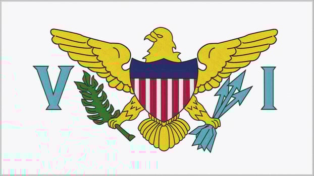 Virgin Islands US embroidery flag. Emblem stitched fabric. Embroidered coat of arms. Country symbol textile background. photo