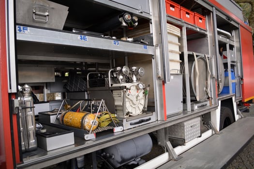 Control devices on the fire truck. photo