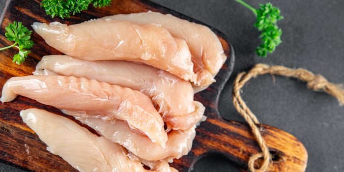 chicken meat raw aiguillettes fresh cooking meal food snack on the table copy space food background rustic photo