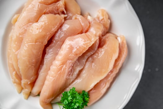 chicken meat raw aiguillettes fresh cooking meal food snack on the table copy space food background rustic photo