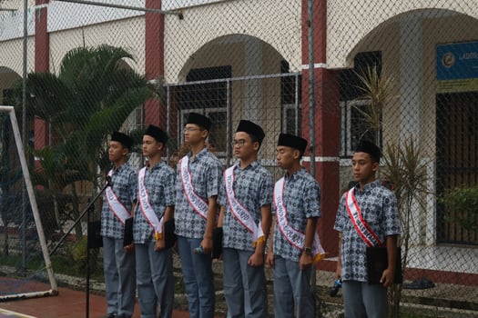 Subang, Indonesia - May 2024, Ceremonial officers during activities to commemorate National Education Day in the school field photo
