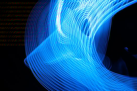 Abstract neon metallic blue curvy lines modern banner design on dark background. photo