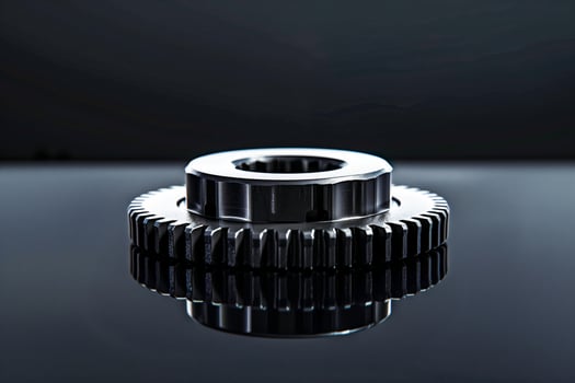 A gear wheel in black and white photo