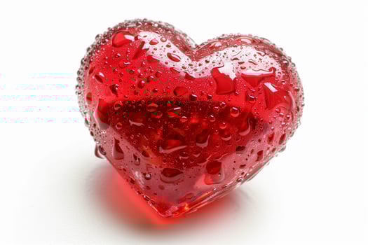Red heart object covered in water droplets photo