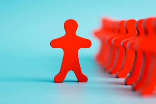 One human figure stands out from the crowd. photo