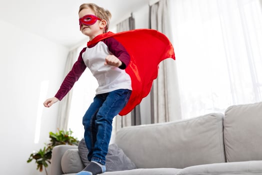 Little Superhero in Flight Indoors photo