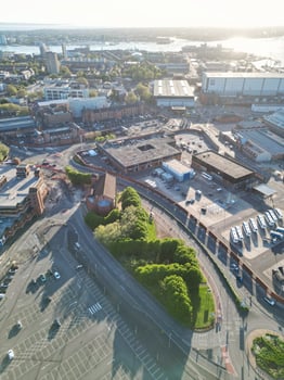 Aerial View of Portsmouth City Centre, England United Kingdom. May 15th, 2024 photo