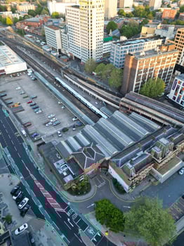 Aerial View of Portsmouth City Centre, England United Kingdom. May 15th, 2024 photo