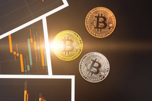 Bitcoin chart . Cryptocurrency is the currency of the future. photo