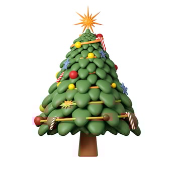 3d Christmas tree icon. minimal decorative festive conical shape tree. New Year's holiday decor. 3d design element In cartoon style. Icon isolated on white background. 3d illustration photo
