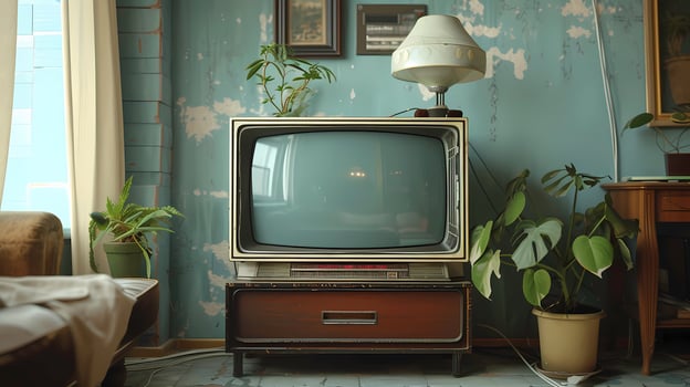 Retro Television Displays in boho livingroom photo