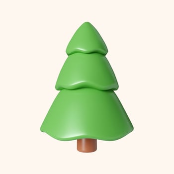 3d Christmas tree. minimal decorative festive conical shape tree. New Year's holiday decor. 3d design element In cartoon style. Icon isolated on white background. 3D illustration photo