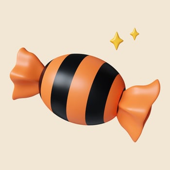3d Halloween Candy-stick icon. Traditional element of decor for Halloween. icon isolated on gray background. 3d rendering illustration. Clipping path. photo