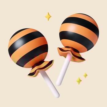 3d Halloween Candy-stick icon. Traditional element of decor for Halloween. icon isolated on gray background. 3d rendering illustration. Clipping path. photo
