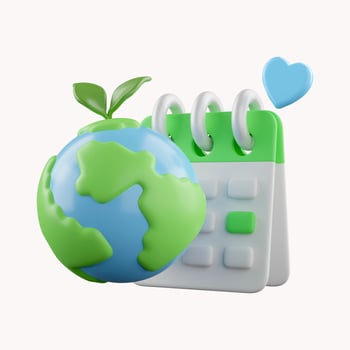 3d Planet Earth Calendar. ecology and environment concept. Eco awareness recycling energy efficiency. icon isolated on white background. 3d rendering illustration. Clipping path. photo