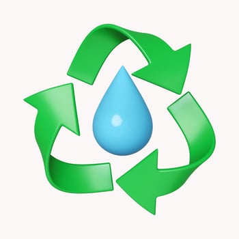 3d water recycle. Renewable natural resource, water recycling, ecology concept. icon isolated on white background. 3d rendering illustration. Clipping path. photo