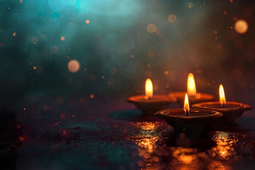 Diwali indian candles night background with copy space photo